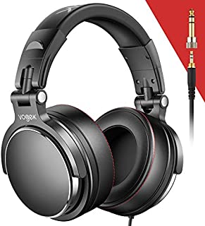 Vogek Over-Ear DJ Headphones, Prefessional Studio Monitor Mixing DJ Headset with Protein Leather Memory Foam Ear Pads, Stereo Sound for Electric Drum Piano Guitar AMP, 50mm Neodymium Drivers