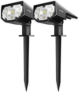 LITOM 12 LEDs Solar Landscape Spotlights, IP67 Waterproof Solar Powered Wall Lights 2-in-1 Wireless Outdoor Solar Landscaping Lights for Yard Garden Driveway Porch Walkway Pool Patio 2 Pack Cold White