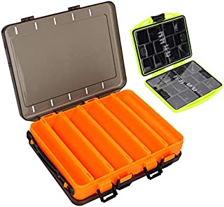 WIOR Fishing Tackle Boxes Waterproof, Double-Sided Fishing Lure Box Organizer, 2Pcs Fishing Bait Storage Case with Large & Small for Angler Fishermen Outdoors Rock Fishing Accessories Box