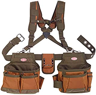 Bucket Boss Airlift 2 Bag Tool Belt with Suspenders in Brown, 50100