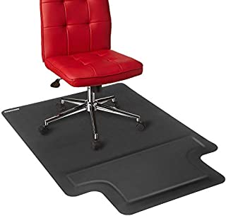 Ergohead Office Chair Mat Standing Cushion Anti-Fatigue Mat for Carpet Hard Surface with Footrest 54 x 36 , Anti-Slip, Non-Curve, Under the Desk Mat Best for Rolling Chair, Rectangular with Lip(Black)