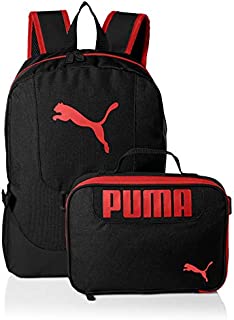 PUMA Big Kid's Lunch Box Backpack Combo, black/Red, Youth Size