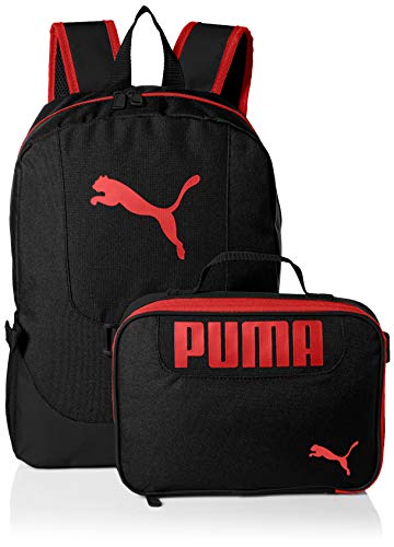 PUMA Big Kid's Lunch Box Backpack Combo, black/Red, Youth Size