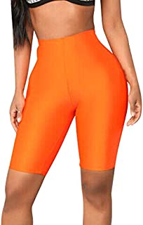 Ackful Fashion Womens Bike Yoga Elastic High Waist Shorts Leggings Sports Casual Pants Orange