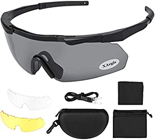 XAegis Tactical Eyewear 3 Interchangeable Lenses Outdoor Unisex Shooting Glasses