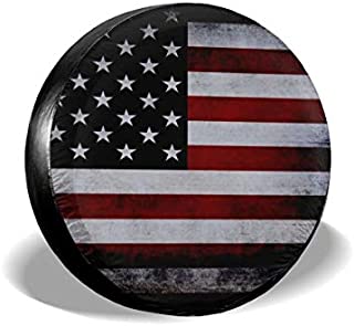 Jackmen Spare Tire Cover American Flag Polyester Universal Sunscreen Corrosion Protection Wheel Covers for Trailer RV SUV Truck and Many Vehicles 14 inch