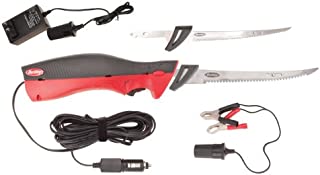 Berkley Fillet Knife Deluxe Electric with Stndrd/Vehicle Plg/Bttry Clips/Case, Red/Blk