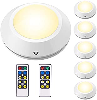 HONWELL Closet Light Battery Powered Puck Lights Remote Controlled Tap Light, Push Lights, Click Touch Light, Wireless Cabinet LED Lighting, Stick Lights for Classroom Counter (6Pack Press Light)