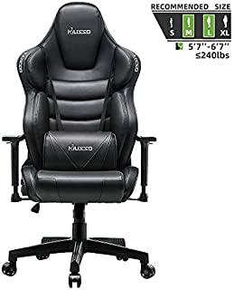 Musso Executive Swivel Office Chair, High-Back Racing Gaming Chair, Ergonomic Adjustable Computer Desk Chair, PU Leather Task Chair with Headrest and Lumbar Support (Black)