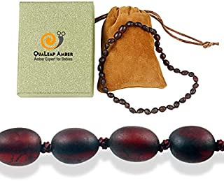 True Baltic Amber Necklace for Baby (Unisex - Raw Cherry - 12.5 Inches), 100% Authentic Baltic Amber Necklace