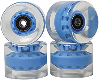 FREEDARE Skateboard Wheels with Bearings 60mm Longboard Wheels (Clear Blue,Set of 4)