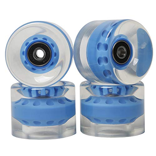 FREEDARE Skateboard Wheels with Bearings 60mm Longboard Wheels (Clear Blue,Set of 4)