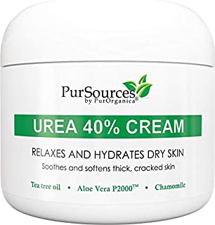 PurSources Urea 40% Foot Cream 4 oz - Best Callus Remover - Moisturizes & Rehydrates Thick, Cracked, Rough, Dead & Dry Skin - For Feet, Elbows and Hands + Free Pumice Stone - 100%