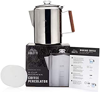 COLETTI Bozeman Coffee Pot Bundle | Coffee Percolator + 100 Filters + Replacement Glass Tops