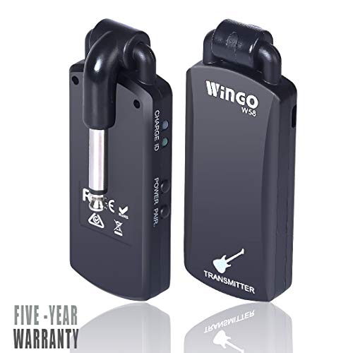 5.8 GHz Wireless Guitar System - Rechargeable Electric Digital Audio Guitar System Transmitter Receiver Set for Electric Guitar Bass(USB Cable Included) by WINGO