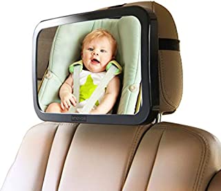 Enovoe Baby Car Mirror with Bonus Cleaning Cloth - Wide, Convex Back Seat Baby Mirror for Car is Shatterproof and Adjustable - 360 Swivel Rear Facing Car Seat Mirror Helps Keep an Eye on Your Infant