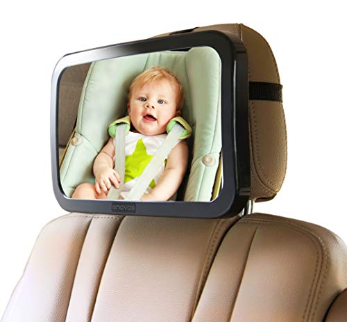 Enovoe Baby Car Mirror with Bonus Cleaning Cloth - Wide, Convex Back Seat Baby Mirror for Car is Shatterproof and Adjustable - 360 Swivel Rear Facing Car Seat Mirror Helps Keep an Eye on Your Infant