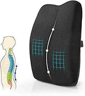 Mkicesky Lumbar Support Back Pillow for Office Chair / Car, Memory Foam Back Support Cushion with Full Posture Corrector - Relief Lower Back Pain (Black)