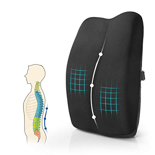 Mkicesky Lumbar Support Back Pillow for Office Chair / Car, Memory Foam Back Support Cushion with Full Posture Corrector - Relief Lower Back Pain (Black)