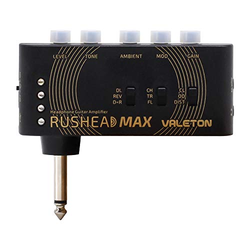 Valeton Rushead Max USB Chargable Portable Pocket Guitar Bass Headphone Amp Carry-On Bedroom Plug-In Multi-Effects