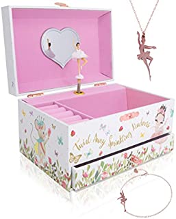 The Memory Building Company Musical Ballerina Jewelry Box for Girls & Little Girls Jewelry Set - 3 Dancer Gifts for Girls