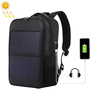 14W Solar Panel Power Backpack Laptop Bag with Handle and USB Charging Port(Black)