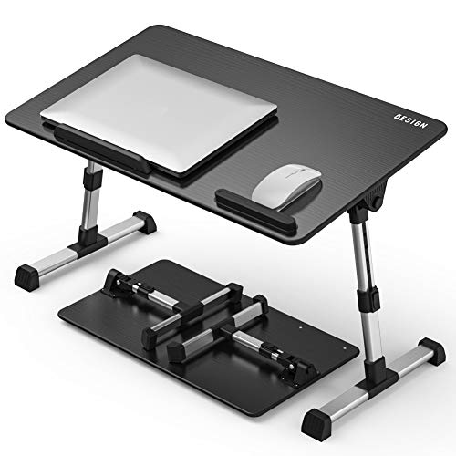 [Large Size] Besign Adjustable Latop Table, Portable Standing Bed Desk, Foldable Sofa Breakfast Tray, Notebook Computer Stand for Reading and Writing  Black