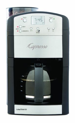 Capresso 464.05 CoffeeTeam GS 10-Cup Digital Coffeemaker with Conical Burr Grinder, Glass Carafe