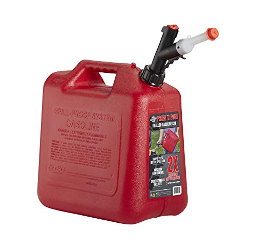 GARAGE BOSS GB351 Briggs and Stratton Press'N Pour Gas Can, 5 gallon, Red