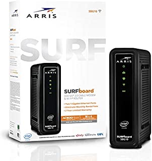 ARRIS Surfboard SBG10 DOCSIS 3.0 Cable Modem & AC1600 Dual Band Wi-Fi Router, Approved for Cox, Spectrum, Xfinity & Others (Black)