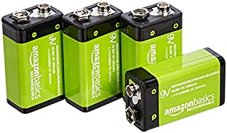 AmazonBasics 9V Cell Rechargeable Batteries 200mAh Ni-MH - 4-Pack