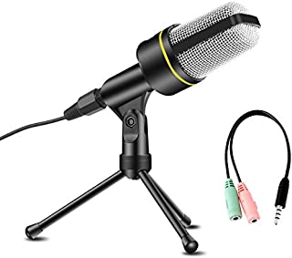 USHAWN Condenser Microphone Professional Recording Mic with Tripod Stand for Broadcasting, Chatting, Interview, Video Conference, YouTube Recording, Your PC, Laptop and Phones