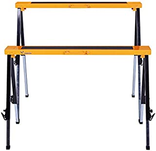 Multi Purpose Steel Sawhorse, Folding Legs Height Adjustable 330 Lbs Load Capacity Per Unit Twin Pack WK-SH032T