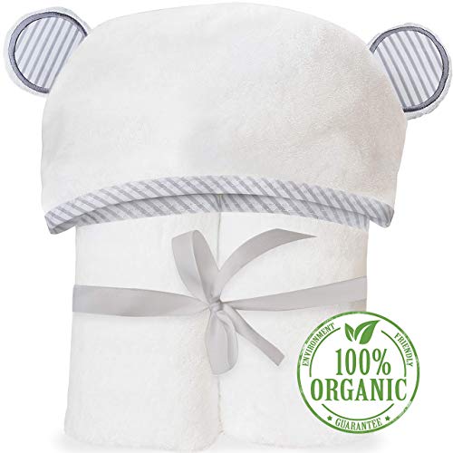 Organic Bamboo Hooded Baby Towel - Soft, Hooded Bath Towels with Ears for Babies, Toddlers - Large Baby Towel Perfect Baby Shower Gift for Boys and Girls by San Francisco Baby