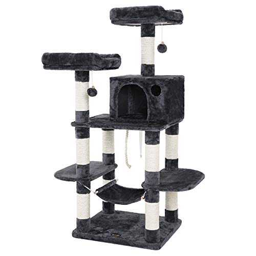 FEANDREA Multi-Level Cat Tree for Big Cats, Stable Cat Tower, Gray UPCT85G