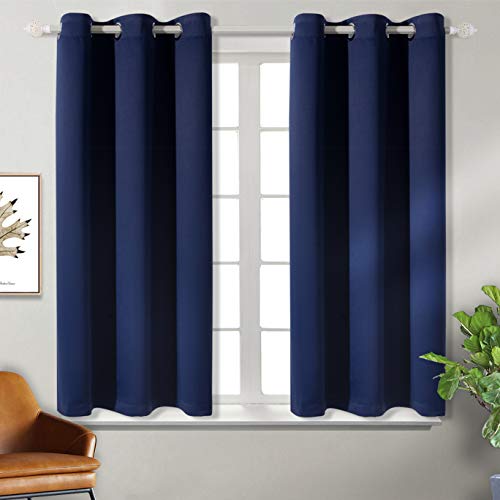 BGment Blackout Curtains for Bedroom - Grommet Thermal Insulated Room Darkening Curtains for Living Room, Set of 2 Panels (38 x 45 Inch, Navy Blue)