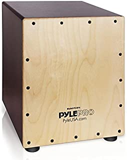 Pyle Stringed Birch Wood Compact Acoustic Jam Cajon - Wooden Hand Drum Percussion Box with Internal Guitar Strings, Deep Bass, Classic Slap, and Crackle Sound - For Kids, Teens, and Adults - PCJD16