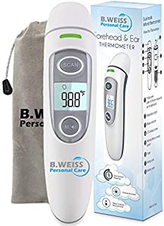 B.WEISS Baby Thermometer-Hospital Medical Grade Digital Infrared Forehead & Ear Thermometer for Baby and Children's, Thermometer for Fever Suitable for Baby, Infant, Toddler, and Adults