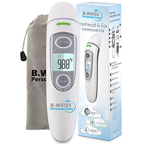 B.WEISS Baby Thermometer-Hospital Medical Grade Digital Infrared Forehead & Ear Thermometer for Baby and Children's, Thermometer for Fever Suitable for Baby, Infant, Toddler, and Adults