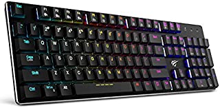 Mechanical Keyboard HAVIT RGB Backlit Wired Gaming Keyboard Extra-Thin & Light, Kailh Latest Low Profile Blue Switches, 104 Keys N-Key Rollover HV-KB395L (Black)