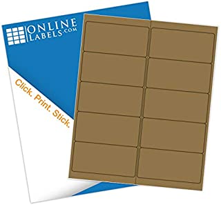 4 x 2 Brown Kraft Labels - Pack of 1,000 Labels, 100 Sheets - Inkjet/Laser Printer - Online Labels - Candle Labels