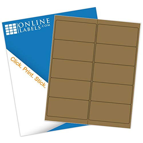 4 x 2 Brown Kraft Labels - Pack of 1,000 Labels, 100 Sheets - Inkjet/Laser Printer - Online Labels - Candle Labels