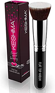 Flat Top Kabuki Foundation Brush By Keshima - Premium Makeup Brush for Liquid, Cream, and Powder - Buffing, Blending, and Face Brush