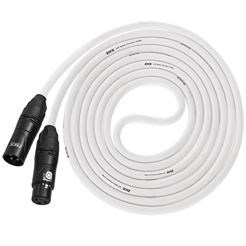 LyxPro 20 Feet XLR Microphone Cable Balanced Male to Female 3 Pin Mic Cord for Powered Speakers Audio Interface Professional Pro Audio Performance and Recording Devices - White