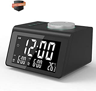 Alarm-Clock-for-Heavy-Sleepers|Alarm Clock Radio with 2 USB Ports and Dual Alarm,Digital Alarm Clock with 7 Alarm Sounds,Sleep Timer, Dimmer and Battery Operated