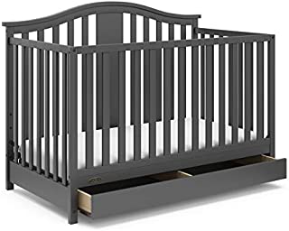 Graco Solano 4-in-1 Convertible Crib with Drawer, Easily Converts to Toddler Bed Day Bed or Full Bed, Three Position Adjustable Height Mattress, Assembly Required (Mattress Not Included), Gray