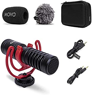 Movo VXR10-PRO External Video Microphone for Camera with Rycote Lyre Shock Mount - Compact Shotgun Mic and Accessories Compatible with Smartphones and DSLR Cameras - Battery-Free DSLR Microphone