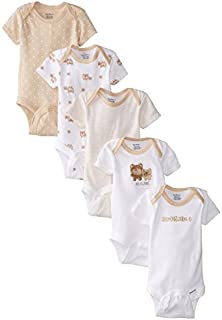 Gerber Baby 5-Pack Variety Onesies Bodysuits, Brown Bear Friends, 0-3 Months