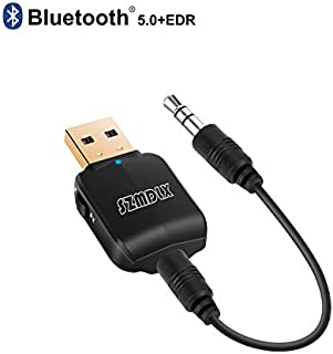 SZMDLX USB Bluetooth 5.0 Transmitter Receiver 3-in-1, HiFi Wireless Audio Adapter, 3.5mm Bluetooth Aux Adapter for Car TV Headphones PC Home Stereo, USB Power Supply, Plug and Play