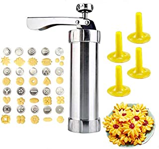 YOOUSOO Cookie Maker Cookie Press Gun, Kit Stainless Steel Biscuit Press Maker (with 20 Disc and 4 Nozzles) Homemade Baking Tool Biscuit Cake Dessert DIY Maker and Decoration